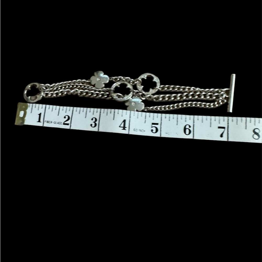 Folli Follie Designer Silver three strand bracelet heart4heart with toggle. - Picture 7 of 10